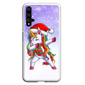 Чехол для Honor 20 с принтом Xmas Unicorn Dabbing   Рождественский Единорог Даб , Силикон | Область печати: задняя сторона чехла, без боковых панелей | Тематика изображения на принте: christmas | dabbing | santa | unicorn | даббинг | дед мороз | единорог | зима | новый год | радуга | радужный | рождество | санта | снег | снежинка | юникорн