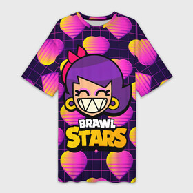 Платье-футболка 3D с принтом Brawl Stars Лола и сердечки ,  |  | brawl | brawl stars | brawlstars | lola | бравл | бравлстарс | лола | лоли | разрушитель
