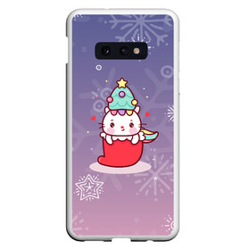 Чехол для Samsung S10E с принтом Happy New Year 2022. Сat 1 , Силикон | Область печати: задняя сторона чехла, без боковых панелей | 2022 | 22 | cat | happy new year | holiday | new year | гирлянда | кот | котенок | новый год | праздник | рождество