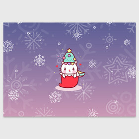 Поздравительная открытка с принтом Happy New Year 2022. Сat 1 , 100% бумага | плотность бумаги 280 г/м2, матовая, на обратной стороне линовка и место для марки
 | 2022 | 22 | cat | happy new year | holiday | new year | гирлянда | кот | котенок | новый год | праздник | рождество