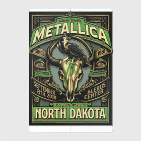 Магнитный плакат 2Х3 с принтом Metallica - North Dakota playbill , Полимерный материал с магнитным слоем | 6 деталей размером 9*9 см | Тематика изображения на принте: dudes | falcon | group | guys | hard rock | horns | metallica | music | playbill | skull | thrash metall | usa | афиша | группа | металлика | музыка | парни | рога | сокол | сша | тяжёлый рок | череп | чуваки