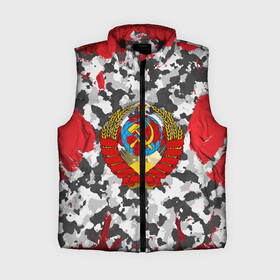 Женский жилет утепленный 3D с принтом USSR (camouflage) ,  |  | camouflage | coat of arms | khaki | patriot | red machine | russia | russian | tourist | ussr | герб | камуфляж | красная машина | патриот | россия | русский | ссср | турист | хаки