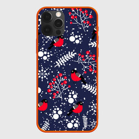 Чехол для iPhone 12 Pro Max с принтом Снегири и рябина , Силикон |  | birds | bullfinches | christmas | mountain ash | new year | snow | snowflakes | winter | зима | новый год | птицы | рождество | рябина | снег | снегири | снежинки