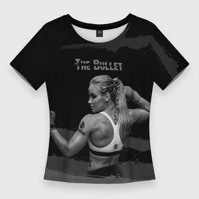Женская футболка 3D Slim с принтом Валентина The Bullet ,  |  | bullet | девушка | надпись | прозвище | руки | спина | шевченко