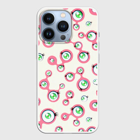 Чехол для iPhone 13 Pro с принтом Такаси Мураками, Jellyfish Eyes ,  |  | Тематика изображения на принте: jellyfish eyes | kaikai kiki | pop art | superflat | takashi murakami | арт | глаза | дизайн | исскуство | супефлэт | такаси мураками | художник