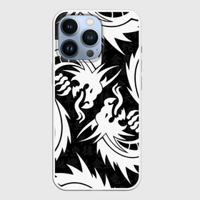 Чехол для iPhone 13 Pro с принтом УЗОР ИЗ БЕЛЫХ ДРАКОНОВ   WHITE DRAGON TOKYO ,  |  | china | dragon | japan | neon | texture | tokyo | драконы | китай | мифология | неон | неоновые драконы | текстура | токийский дракон | токио | узор из драконов | япония