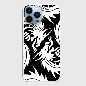 Чехол для iPhone 13 Pro Max с принтом УЗОР ИЗ БЕЛЫХ ДРАКОНОВ   WHITE DRAGON TOKYO ,  |  | china | dragon | japan | neon | texture | tokyo | драконы | китай | мифология | неон | неоновые драконы | текстура | токийский дракон | токио | узор из драконов | япония