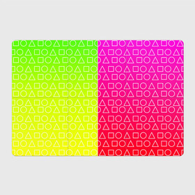 Магнитный плакат 3Х2 с принтом Игра в кальмара (розовый+желтый) , Полимерный материал с магнитным слоем | 6 деталей размером 9*9 см | frankenstein dress | гра в кальмара | желтый | зеленый | игра | кальмар | квадрат | квадратик | красный | круг | кружок | половинчатый | розовый | треугольник | треугольничек