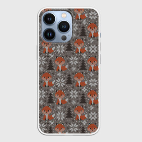 Чехол для iPhone 13 Pro с принтом Вязанные лисички ,  |  | вязанка | животные | лес | лисий хвост | лисы | паттерн | текстура
