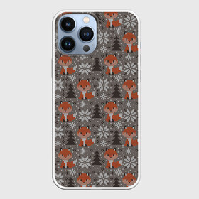 Чехол для iPhone 13 Pro Max с принтом Вязанные лисички ,  |  | вязанка | животные | лес | лисий хвост | лисы | паттерн | текстура