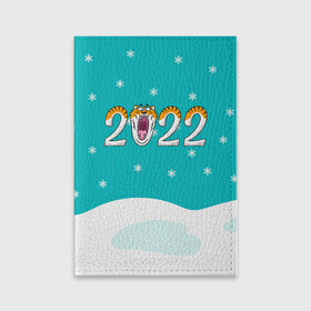 Обложка для паспорта матовая кожа с принтом Надпись 2022 Новый год , натуральная матовая кожа | размер 19,3 х 13,7 см; прозрачные пластиковые крепления | 2022 | год тигра | новый год | новый год 2022 | символ года | тигр | тигренок | тигрица | тигры