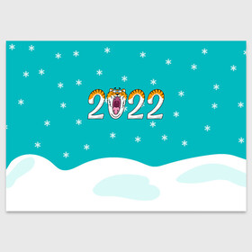 Поздравительная открытка с принтом Надпись 2022 Новый год , 100% бумага | плотность бумаги 280 г/м2, матовая, на обратной стороне линовка и место для марки
 | 2022 | год тигра | новый год | новый год 2022 | символ года | тигр | тигренок | тигрица | тигры