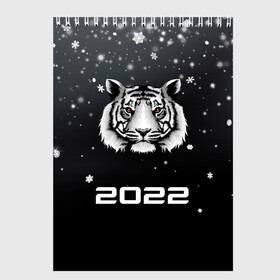 Скетчбук с принтом Новогодний тигр символ 2022. , 100% бумага
 | 48 листов, плотность листов — 100 г/м2, плотность картонной обложки — 250 г/м2. Листы скреплены сверху удобной пружинной спиралью | 2022 | merry christmas | год тигра | зима близко | нг | новогодний | новогодний тигр | новогодняя символика | новый год | новый год 2022 | рождество | символ 2022 года | снег | снежинки | тигр