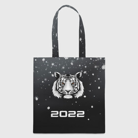Шоппер 3D с принтом Новогодний тигр символ 2022. , 100% полиэстер | Плотность: 200 г/м2; Размер: 34×35 см; Высота лямок: 30 см | 2022 | merry christmas | год тигра | зима близко | нг | новогодний | новогодний тигр | новогодняя символика | новый год | новый год 2022 | рождество | символ 2022 года | снег | снежинки | тигр