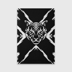 Обложка для паспорта матовая кожа с принтом Tiger Black & White Черно-белый Тигр , натуральная матовая кожа | размер 19,3 х 13,7 см; прозрачные пластиковые крепления | cat | tiger | год тигра | зверь | кошка | символ года | тигр | хищник