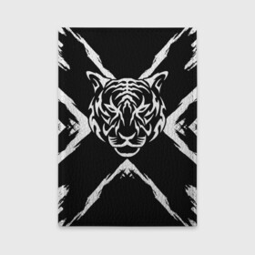 Обложка для автодокументов с принтом Tiger Black & White Черно-белый Тигр , натуральная кожа |  размер 19,9*13 см; внутри 4 больших “конверта” для документов и один маленький отдел — туда идеально встанут права | cat | tiger | год тигра | зверь | кошка | символ года | тигр | хищник