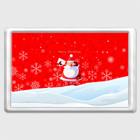 Магнит 45*70 с принтом Дед Мороз с подарочным конвертом. , Пластик | Размер: 78*52 мм; Размер печати: 70*45 | Тематика изображения на принте: 2022 | merry christmas | год тигра | дед мороз | зима близко | мороз | нг | новогодний | новогодний тигр | новогодняя символика | новый год | новый год 2022 | рождество | символ 2022 года | снег | снежинки | тигр