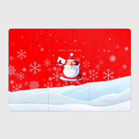 Магнитный плакат 3Х2 с принтом Дед Мороз с подарочным конвертом , Полимерный материал с магнитным слоем | 6 деталей размером 9*9 см | Тематика изображения на принте: 2022 | merry christmas | год тигра | дед мороз | зима близко | мороз | нг | новогодний | новогодний тигр | новогодняя символика | новый год | новый год 2022 | рождество | символ 2022 года | снег | снежинки | тигр