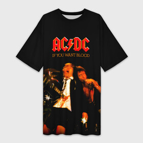 Платье-футболка 3D с принтом If You Want Blood Youve Got It  AC DC ,  |  | ac dc | acdc | angus young | австралийская | альбом | ангус янг | ас дс | асдс | блюз | крис слэйд | метал | молния | музыка | певец | рок группа | рокнролл | стиви янг | хард | хардрок | эксл роуз