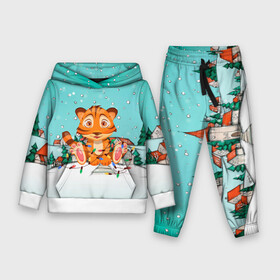 Детский костюм 3D (с толстовкой) с принтом Тигренок запутался в гирляндах ,  |  | 2022 | год тигра | новый год | новый год 2022 | символ года | тигр | тигренок | тигрица | тигры