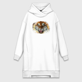 Платье-худи хлопок с принтом Пламенный тигр ,  |  | fire | flame | symbol | tiger | zoo | животное | огонь | пламя | природа | тигр