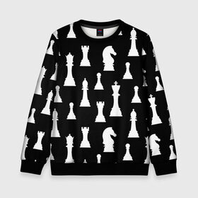 Детский свитшот 3D с принтом Белые шахматные фигуры , 100% полиэстер | свободная посадка, прямой крой, мягкая тканевая резинка на рукавах и понизу свитшота | Тематика изображения на принте: checkmate | chess | chess board | chess game | chess pieces | chess player | chessboard | gambit | game | king | pawn | queen | гамбит | игра | король | мат | партия | ферзь | фигуры | шахматист | шахматы