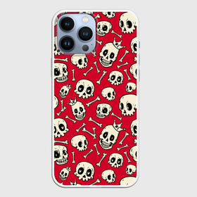 Чехол для iPhone 13 Pro Max с принтом Черепа с сердечками в глазах ,  |  | bones | crowns | hearts | hearts in the eyes | love | skulls | короны | кости | любовь | сердечки в глазах | сердца | черепа