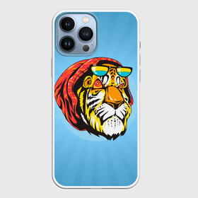 Чехол для iPhone 13 Pro Max с принтом Крутой тигр в шапке и очках ,  |  | furry | low poly | tiger | восточный тигр | год тигра | голова | кошка | лоу поли | тигр | тигренок | фурри | хищник