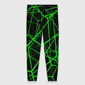 Женские брюки 3D с принтом Зеленые Полигоны Матрица , полиэстер 100% | прямой крой, два кармана без застежек по бокам, с мягкой трикотажной резинкой на поясе и по низу штанин. В поясе для дополнительного комфорта — широкие завязки | зеленая абстракция | зеленая матрица | зеленая текстура | зеленые линии | зеленые полоски матрица | современное искусство