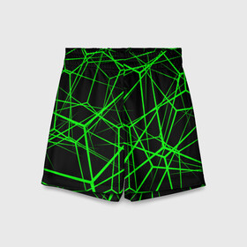Детские спортивные шорты 3D с принтом Зеленые Полигоны Матрица ,  100% полиэстер
 | пояс оформлен широкой мягкой резинкой, ткань тянется
 | зеленая абстракция | зеленая матрица | зеленая текстура | зеленые линии | зеленые полоски матрица | современное искусство