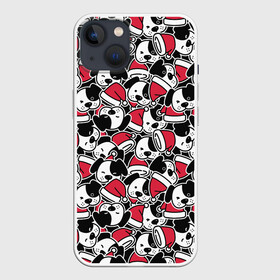 Чехол для iPhone 13 с принтом Щенки и красные колпаки ,  |  | caps | christmas | dogs | new year | puppies | red hats | santa claus | santas | деды морозы | колпаки | красные шапки | новый год | рождество | санта клаусы | собаки | щенки