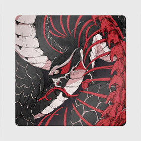Магнит виниловый Квадрат с принтом Хищная Абстракция , полимерный материал с магнитным слоем | размер 9*9 см, закругленные углы | Тематика изображения на принте: абстракция | змеи | позвоночник | скелет | хищник