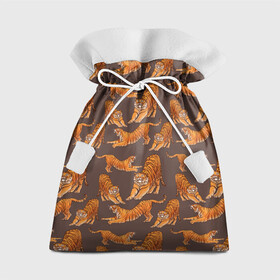 Подарочный 3D мешок с принтом Тигровые потягушки кофе паттерн , 100% полиэстер | Размер: 29*39 см | 2022 | big cats | cat | tiger | год тигра | новый год | тигр | тигровый год | тигры