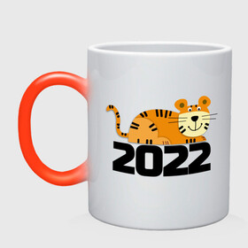 Кружка хамелеон с принтом тигричек , керамика | меняет цвет при нагревании, емкость 330 мл | Тематика изображения на принте: 2022 | год тигра | кот | лев | тигр
