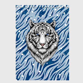 Скетчбук с принтом New Years Tiger / Новогодний Тигр , 100% бумага
 | 48 листов, плотность листов — 100 г/м2, плотность картонной обложки — 250 г/м2. Листы скреплены сверху удобной пружинной спиралью | cat | tiger | год тигра | дед мороз | зверь | кошка | новый год | рождество | санта | символ года | снег | снежинка | тигр | хищник