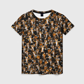 Женская футболка 3D с принтом Тигры пляшут Новый Год , 100% полиэфир ( синтетическое хлопкоподобное полотно) | прямой крой, круглый вырез горловины, длина до линии бедер | 2022 | новогодний | новый год | паттерн | снег | снежинки | танцы | тигр | толпа