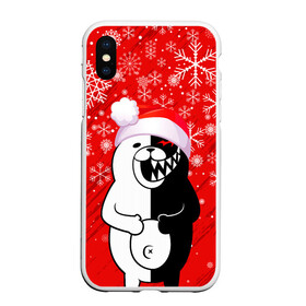 Чехол для iPhone XS Max матовый с принтом НОВОГОДНИЙ MONOKUMA. , Силикон | Область печати: задняя сторона чехла, без боковых панелей | 2022 | anime | black  white | danganronpa | happy new year | kurokuma | merry christmas | monodam | monokuma | monomi | monotaro | pink | shirokuma | аниме | год тигра | зима близко | мoноми | монокума | нг | новогодний | новый год | новый 