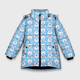 Зимняя куртка для девочек 3D с принтом Новогодний медвежонок голубой , ткань верха — 100% полиэстер; подклад — 100% полиэстер, утеплитель — 100% полиэстер. | длина ниже бедра, удлиненная спинка, воротник стойка и отстегивающийся капюшон. Есть боковые карманы с листочкой на кнопках, утяжки по низу изделия и внутренний карман на молнии. 

Предусмотрены светоотражающий принт на спинке, радужный светоотражающий элемент на пуллере молнии и на резинке для утяжки. | Тематика изображения на принте: медведь | медвежонок | миша | мишка | новый год | снег | снежинки | снежника
