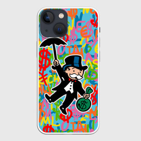 Чехол для iPhone 13 mini с принтом Alec Monopoly Капиталист с деньгами ,  |  | alec monopoly | art | capitalist | graffiti | money | retro | street style | urban style | алек монополи | арт | граффити | деньги | доллар | искусство | капиталист | кляксы | миллионер | монополия | ретро | рисунки | современное искусст