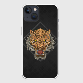Чехол для iPhone 13 с принтом Голова тигра в ромбе ,  |  | furry | low poly | tiger | восточный тигр | год тигра | голова | кошка | лоу поли | тигр | тигренок | фурри | хищник
