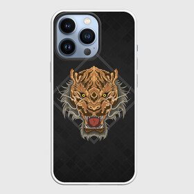 Чехол для iPhone 13 Pro с принтом Голова тигра в ромбе ,  |  | furry | low poly | tiger | восточный тигр | год тигра | голова | кошка | лоу поли | тигр | тигренок | фурри | хищник