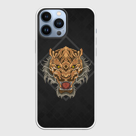 Чехол для iPhone 13 Pro Max с принтом Голова тигра в ромбе ,  |  | furry | low poly | tiger | восточный тигр | год тигра | голова | кошка | лоу поли | тигр | тигренок | фурри | хищник