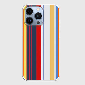 Чехол для iPhone 13 Pro с принтом Stripes Abstract ,  |  | Тематика изображения на принте: абстракция | акриловая | акриловый | без лишнего | белую | белый | в полоску | голубую | желтую | желтый | красную | красный | линии | на каждый день | полоски | разноцветная | разноцветное