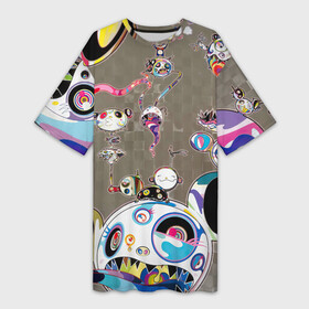 Платье-футболка 3D с принтом Takashi Murakami арт с языками ,  |  | Тематика изображения на принте: takashi murakami | арт | арт с языками | граффити | мураками | такаси | такаси мураками | токио | уличное граффити | языки | япония