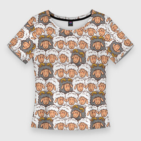 Женская футболка 3D Slim с принтом Овечки и барашки ,  |  | баран | бараны | барашек | барашки | овен | овца | овцы