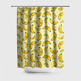 Штора 3D для ванной с принтом Банановый Бум , 100% полиэстер | плотность материала — 100 г/м2. Стандартный размер — 146 см х 180 см. По верхнему краю — пластиковые люверсы для креплений. В комплекте 10 пластиковых колец | банан | банановый | бананы | паттерн | прикол | фрукты