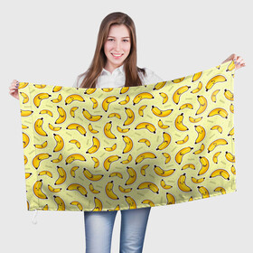Флаг 3D с принтом Банановый Бум , 100% полиэстер | плотность ткани — 95 г/м2, размер — 67 х 109 см. Принт наносится с одной стороны | банан | банановый | бананы | паттерн | прикол | фрукты