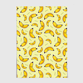 Постер с принтом Банановый Бум , 100% бумага
 | бумага, плотность 150 мг. Матовая, но за счет высокого коэффициента гладкости имеет небольшой блеск и дает на свету блики, но в отличии от глянцевой бумаги не покрыта лаком | банан | банановый | бананы | паттерн | прикол | фрукты