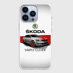 Чехол для iPhone 13 Pro с принтом Skoda Rapid Sport ,  |  | Тематика изображения на принте: rapid | simply clever | skoda | автомобиль | машина | рапид | тачка | чехия | шкода