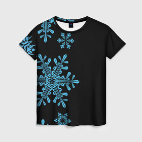Женская футболка 3D с принтом Снежная Стена , 100% полиэфир ( синтетическое хлопкоподобное полотно) | прямой крой, круглый вырез горловины, длина до линии бедер | зима | новый год | снег | снегопад | снежинки